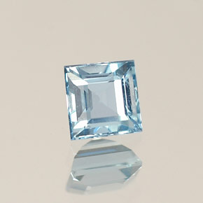 0.29 ct Blue Aquamarine Stone, Natural Aquamarine in Square Facet Shape for Sale