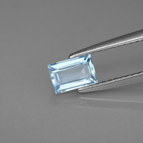 0.55 ct Blue Aquamarine Gemstone, Aquamarine Gem in Baguette Facet Shape for Sale.
