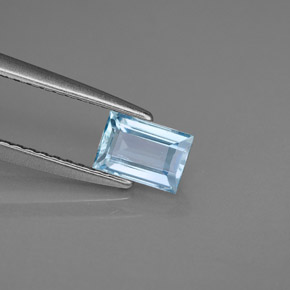 0.55 ct Blue Aquamarine Stone, Natural Aquamarine in Baguette Facet Shape for Sale