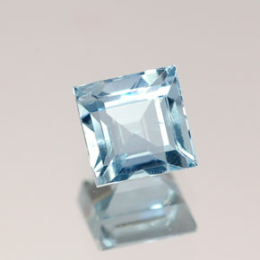 0.61 ct Blue Aquamarine Gemstone, Aquamarine Gem in Square Facet Shape for Sale.