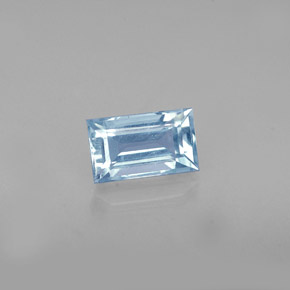 0.74 ct Blue Aquamarine Gemstone, Aquamarine Gem in Baguette Facet Shape for Sale.