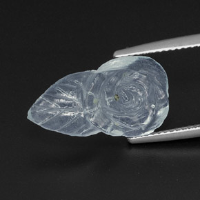 5.65 ct Blue Aquamarine Gemstone, Aquamarine Gem in Carved Rose Shape for Sale.