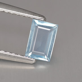 0.43 ct Blue Aquamarine Stone, Natural Aquamarine in Baguette Facet Shape for Sale