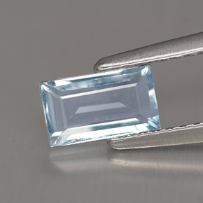 0.63 ct Blue Aquamarine Gemstone, Aquamarine Gem in Baguette Facet Shape for Sale.