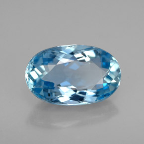 2.33 ct Blue Aquamarine Stone, Natural Aquamarine in Oval Facet Shape for Sale