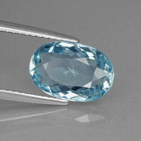 2.80 ct Blue Aquamarine Stone, Natural Aquamarine in Oval Facet Shape for Sale