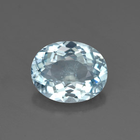 1.55 ct Blue Aquamarine Stone, Natural Aquamarine in Oval Facet Shape for Sale