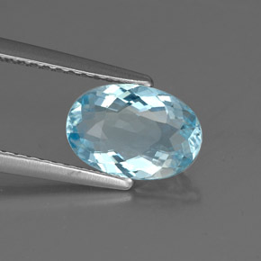 1.36 ct Blue Aquamarine Stone, Natural Aquamarine in Oval Facet Shape for Sale