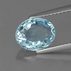 1.74 ct Blue Aquamarine Gemstone, Aquamarine Gem in Oval Facet Shape for Sale.