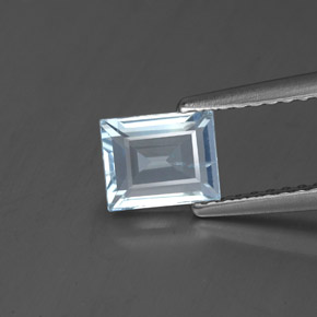 0.76 ct Blue Aquamarine Gemstone, Aquamarine Gem in Baguette Facet Shape for Sale.
