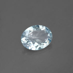 1.38 ct Blue Aquamarine Stone, Natural Aquamarine in Oval Facet Shape for Sale