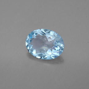1.37 ct Blue Aquamarine Stone, Natural Aquamarine in Oval Facet Shape for Sale