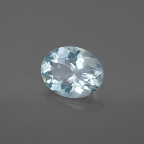 1.66 ct Blue Aquamarine Stone, Natural Aquamarine in Oval Facet Shape for Sale