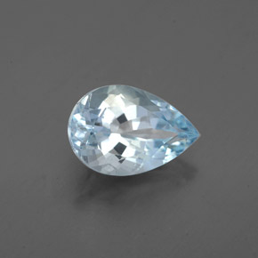 1.34 ct Blue Aquamarine Stone, Natural Aquamarine in Pear Facet Shape for Sale