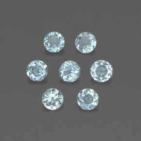 1.44 ct Blue Aquamarine Stone, Natural Aquamarine in Round Facet Shape for Sale