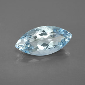 3.74 ct Blue Aquamarine Stone, Natural Aquamarine in Marquise Facet Shape for Sale