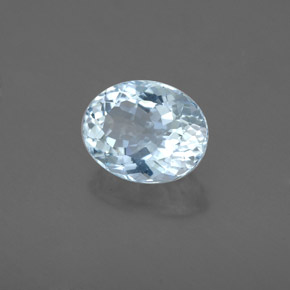 1.66 ct Blue Aquamarine Stone, Natural Aquamarine in Oval Facet Shape for Sale