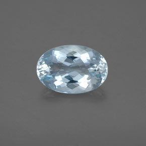 1.67 ct Blue Aquamarine Gemstone, Aquamarine Gem in Oval Facet Shape for Sale.