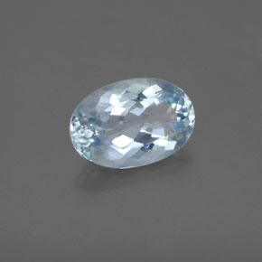 1.67 ct Blue Aquamarine Stone, Natural Aquamarine in Oval Facet Shape for Sale