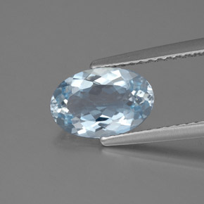 1.23 ct Blue Aquamarine Gemstone, Aquamarine Gem in Oval Facet Shape for Sale.