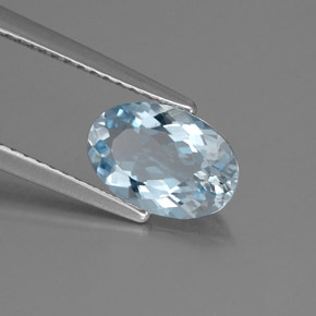 1.23 ct Blue Aquamarine Stone, Natural Aquamarine in Oval Facet Shape for Sale