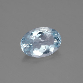 1.32 ct Blue Aquamarine Stone, Natural Aquamarine in Oval Facet Shape for Sale