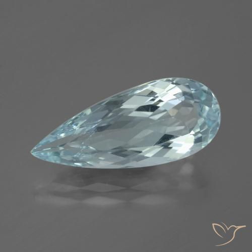 6,1 ct blauer Aquamarin, 20 x 8,6 mm Birnenschliff aus Indien, Photo A