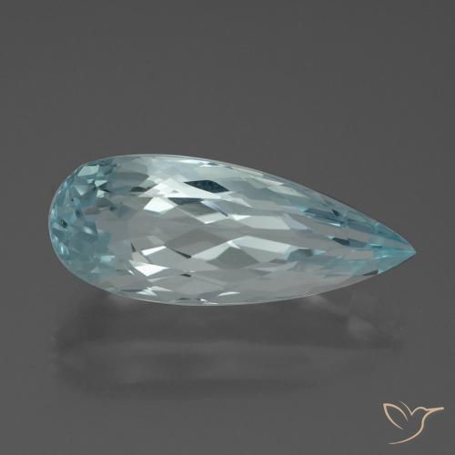 7.27 ct Blue Green Aquamarine, 20.9 x 8.4 mm Pear Cut From India, Photo A