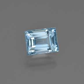 1.34 ct Blue Aquamarine Gemstone, Aquamarine Gem in Baguette Facet Shape for Sale.