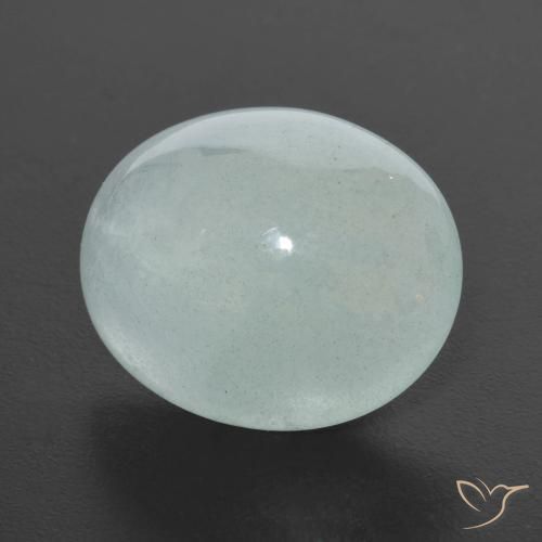 15.6 x 12.7mm Oval Green Aquamarine from Madagascar, Weight of 9.16ct, Natural untreated Gemstone in Translucent Clarity, 1pc Oval Cabochon Aquamarine - Color: Pale Green, Mohs Hardness of 7.5 - 8 suitable for daily wear jewelry, Symbolizes Serenity, Photo A