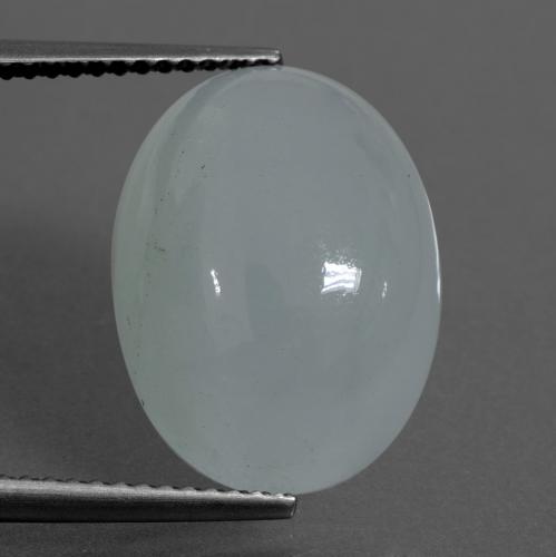 Bluish Grey Aquamarine Gem - 9.3ct Oval Cabochon (ID: 414383)