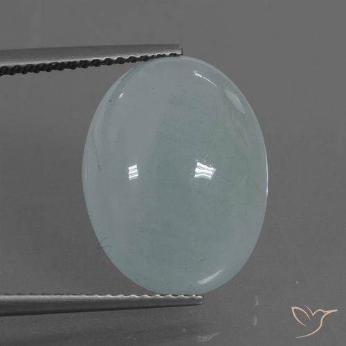 10.06ct Oval Very Light Blue Aquamarine from Madagascar, Dimension 16.7 x 12.8mm, Natural untreated Gemstone, Translucent Clarity, 1pc Oval Cabochon Aquamarine, Mohs Hardness of 7.5 - 8 suitable for daily wear jewelry, Stone of Communication, Photo A