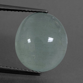 Very Light Sea Green Aquamarine Gem - 7.7ct Oval Cabochon (ID: 414487)