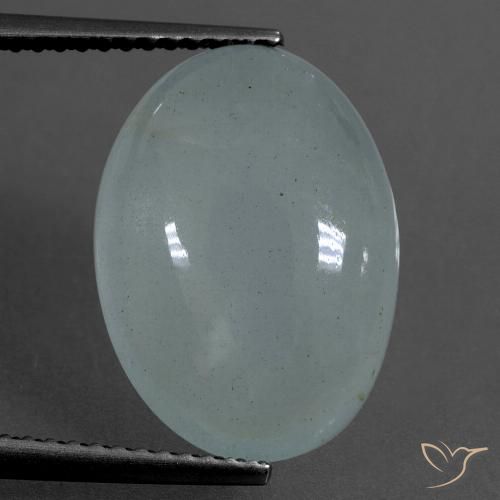 7.05ct Oval Cabochon Blue Aquamarine from Madagascar, Dimension 16.3 x 11.7mm, Natural untreated Gemstone, Translucent Clarity, 1 piece Aquamarine in Light Blue Color, Mohs Hardness of 7.5 - 8 suitable for daily wear jewelry, Symbolizes Serenity, Photo A