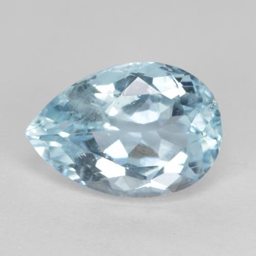 4.84 ct Blue Aquamarine Stone, Natural Aquamarine in Pear Facet Shape for Sale