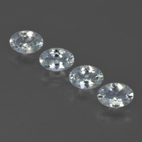 Lot de 4pc pièces de Aigue marines Blanc bleuâtre Ovale de l'Inde, taille 6,1 x 4,2mm, poids total 1,72 ct / moyenne 0,43 ct chaque, dureté de Mohs 7.5 à 8 convient aux bijoux de tous les jours, pierre de sagesse, Débloque le chakra de la gorge, Photo A