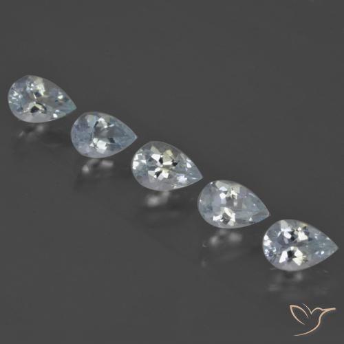 Lot de 5pcs Aigue marines Bleu pear facet de l'Inde - Taille 6 x 4,1mm, poids total 1,88 ct / moyenne 0,38 ct chaque, couleur : Bleu clair, dureté de Mohs 7.5 à 8 convient aux bijoux de tous les jours, pierre de sagesse, Pierre précieuse de l'année du bœuf, Photo A