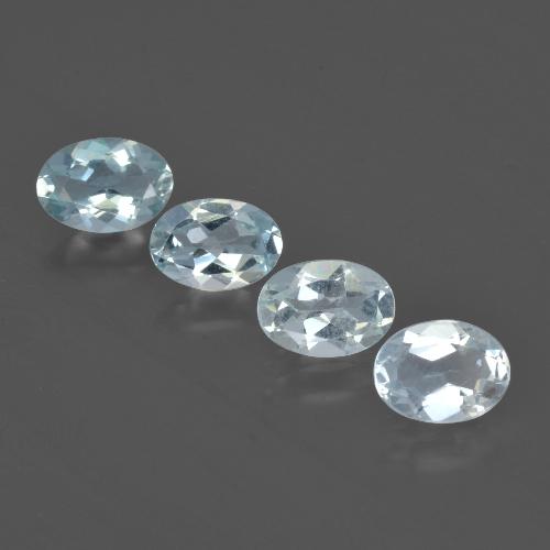 Lot de 4pc pièces de Aigue marines Bleu clair Ovale de l'Inde, taille 6,9 x 4,9mm, poids total 2,3 ct / moyenne 0,58 ct chaque, dureté de Mohs 7.5 à 8 convient aux bijoux de tous les jours, pierre de sagesse, Pierre précieuse de l'année du bœuf, Photo A