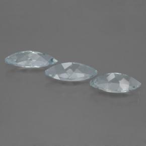 Aquamarine Gemstones in 11 x 5.2 mm Size for Sale, Aquamarine Stones in Very Light Blue Color