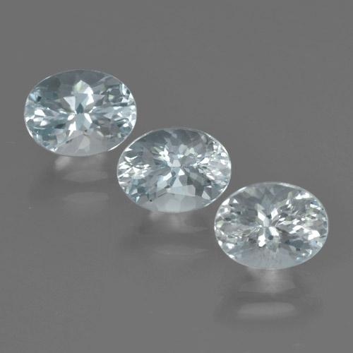 3pc Oval Facet Blue Aquamarine Lot from India - Weight 2.93ct total / avg. 0.98ct each, Size 7.3 x 5.6mm, Color: Pale Blue, Mohs Hardness 7.5 - 8 suitable for daily wear jewelry, Year of the Ox Gemstone, Photo A