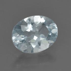 0.85 ct Blue Aquamarine Stone, Natural Aquamarine in Oval Facet Shape for Sale
