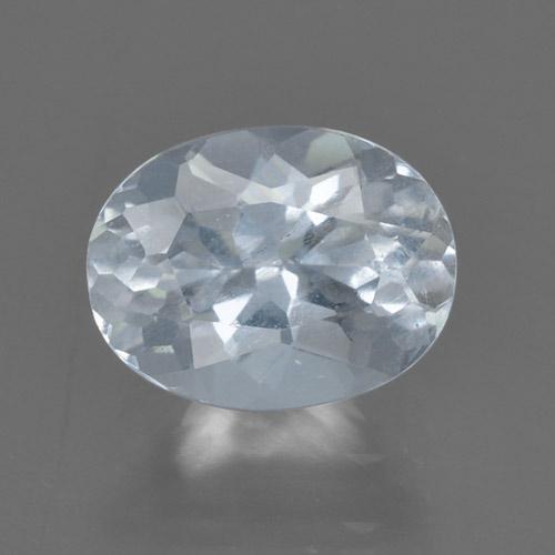 Bluish White Aquamarine Gem - 1ct Oval Facet (ID: 465621)
