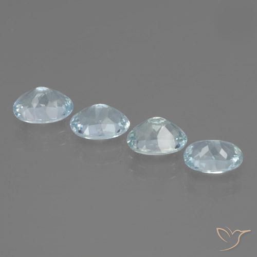 Aquamarine Gemstones in 6.4 x 4.8 mm Size for Sale, Aquamarine Stones in Light Greenish Blue Color