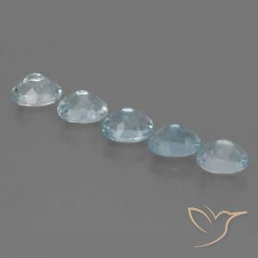 Aquamarine Gemstones in 6.7 x 5.4 mm Size for Sale, Aquamarine Stones in Light Blue Color