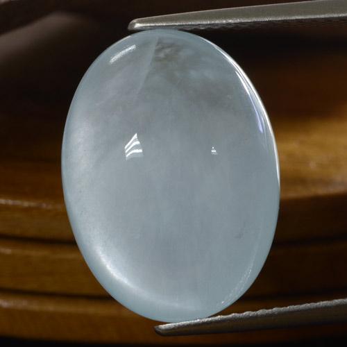 Bluish White Aquamarine Gem - 13.3ct Oval Cabochon (ID: 469725)