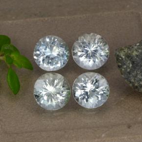 3.12 ctw White Aquamarine Gemstones, Aquamarine Gems in Round Facet Shape for Sale.