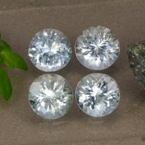3.12 ctw White Aquamarine Stones, Natural Aquamarine in Round Facet Shape for Sale