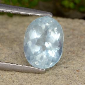 1.52 ct Blue Aquamarine Stone, Natural Aquamarine in Oval Facet Shape for Sale