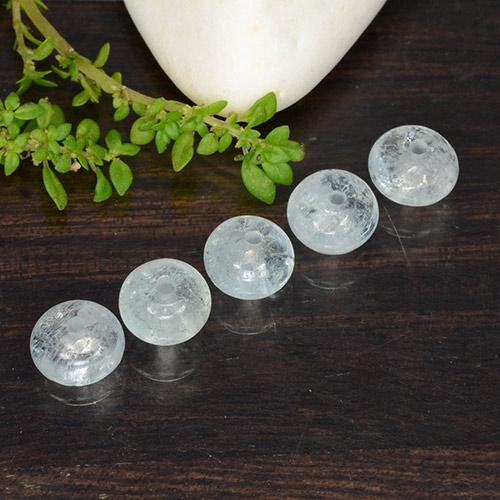 Aquamarine Gemstones in 6.4 x 6.3 mm Size for Sale, Aquamarine Stones in Very Light Blue Color