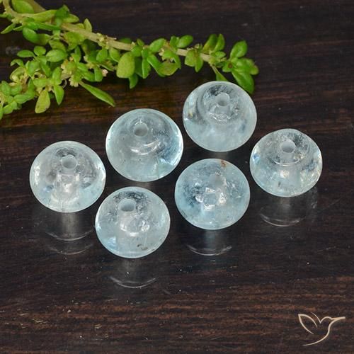 Acquamarina blu da 8,54 ct, taglio rondelle da 6,6 x 6,6 mm dall'India, Photo A